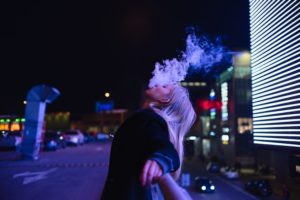 Smoking Weed under night sky