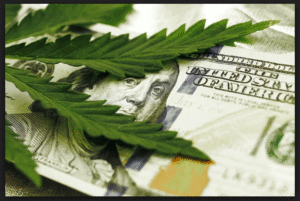 Marijuana leaf on Hundred Dollar Bill