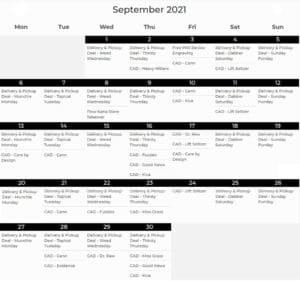 September 2021 cannabis calendar of events